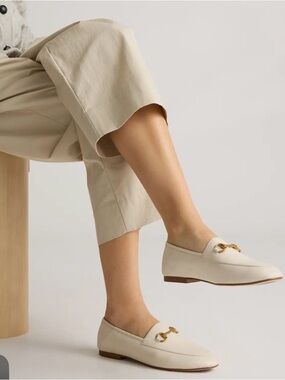 Quince Cream Italian cow Leather Loafer with Gold Horsebit